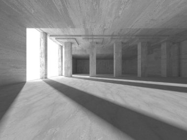 Dark Beton Duvar Mimarisi. Boş Oda. 3d Görüntüleme