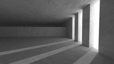 Dark Beton Duvar Mimarisi. Boş Oda. 3d Görüntüleme