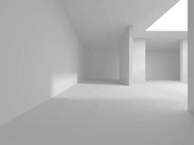 Beyaz Modern Arkaplan. Soyut Bina Konsepti. 3d Hazırlama
