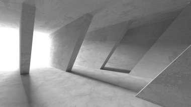 Dark Beton Duvar Mimarisi. Boş Oda. 3d Görüntüleme