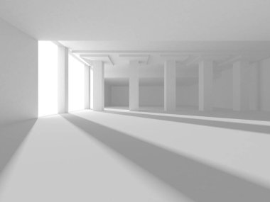 Soyut Beyaz Mimari Tasarım Konsepti. 3d Görüntüleme