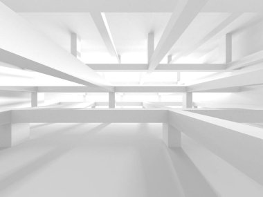 Soyut Beyaz Mimari Tasarım Konsepti. 3d Görüntüleme