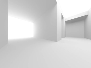 Beyaz Modern Arkaplan. Soyut Bina Konsepti. 3d Hazırlama