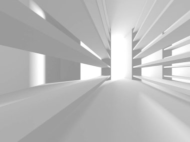 Beyaz Modern Arkaplan. Soyut Bina Konsepti. 3d Hazırlama