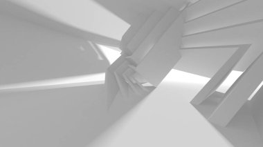 Soyut Beyaz Mimari Tasarım Konsepti. 3d Görüntüleme