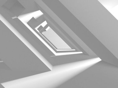 Soyut Beyaz Mimari Tasarım Konsepti. 3d Görüntüleme
