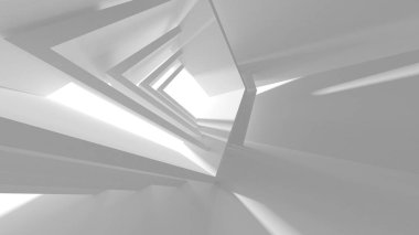 Soyut Beyaz Mimari Tasarım Konsepti. 3d Görüntüleme