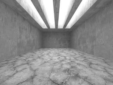 Dark Beton Duvar Mimarisi. Boş Oda. 3d Görüntüleme