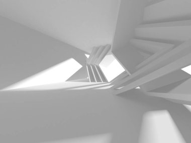 Soyut Beyaz Mimari Tasarım Konsepti. 3d Görüntüleme