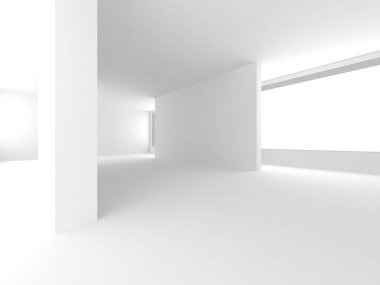 Soyut Beyaz Mimari Tasarım Konsepti. 3d Görüntüleme