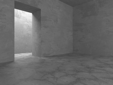 Dark Beton Duvar Mimarisi. Boş Oda. 3d Görüntüleme