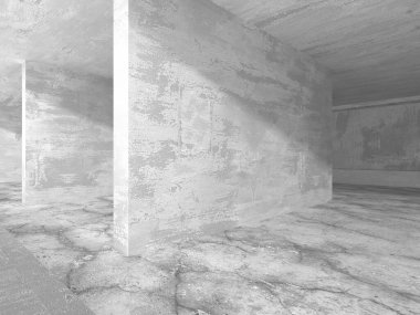 Dark Beton Duvar Mimarisi. Boş Oda. 3d Görüntüleme