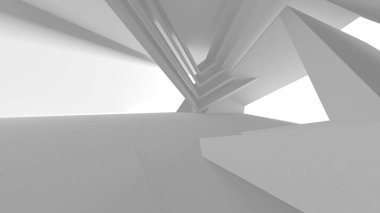 Soyut Beyaz Mimari Tasarım Konsepti. 3d Görüntüleme
