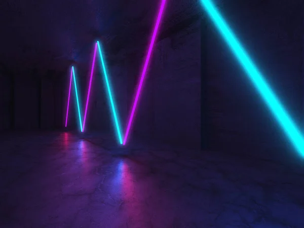 Futuristic Modern Neon Glowing Design Architecture Abstract Empty Dark Interior — Stockfoto