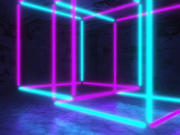 Futuristic Modern Neon Glowing Design Architecture Inglés Fondo Interior Oscuro —  Fotos de Stock