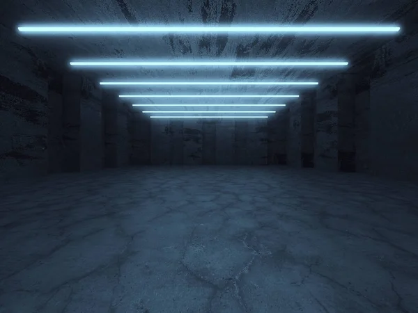 Futuristic Modern Neon Glowing Design Architecture Abstract Empty Dark Interior — Stockfoto