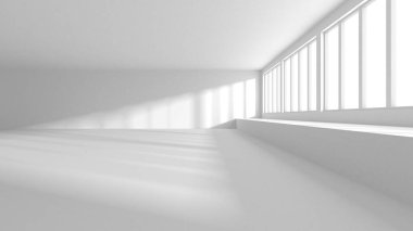 Aydınlatılmış koridor iç tasarımı. Boş Oda İç mimarisi. 3 Boyutlu Hazırlama