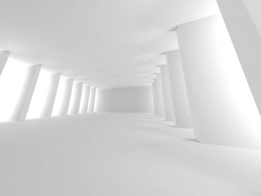 Aydınlatılmış koridor iç tasarımı. Boş Oda İç mimarisi. 3 Boyutlu Hazırlama