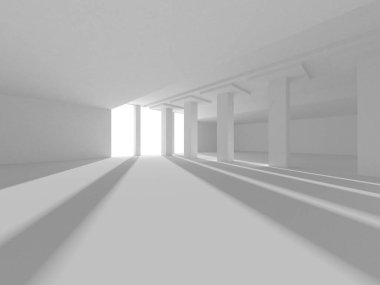 Beyaz Modern Arkaplan. Soyut Bina Konsepti. 3d Hazırlama