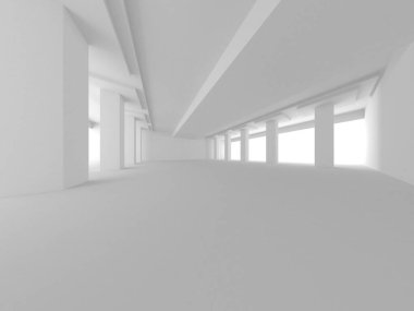 Beyaz Modern Arkaplan. Soyut Bina Konsepti. 3d Hazırlama
