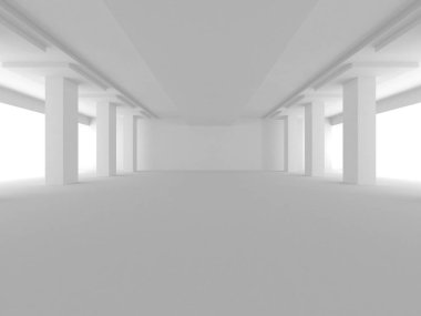 Beyaz Modern Arkaplan. Soyut Bina Konsepti. 3d Hazırlama