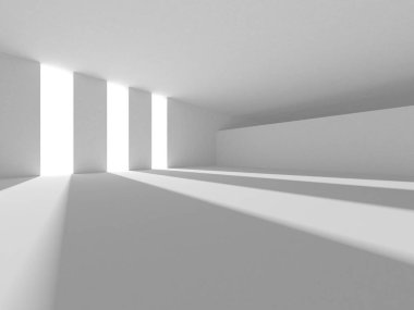 Aydınlatılmış koridor iç tasarımı. Boş Oda İç mimarisi. 3 Boyutlu Hazırlama