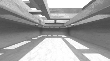 Soyut mimari iç plan. Boş beton oda. 3d hazırlayıcı