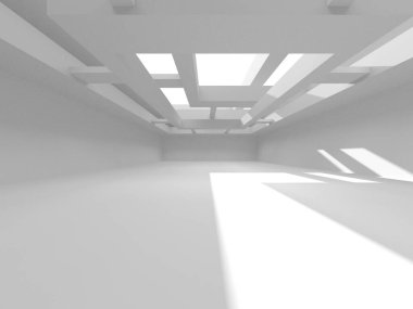 Aydınlatılmış koridor iç tasarımı. Boş Oda İç mimarisi. 3 Boyutlu Hazırlama