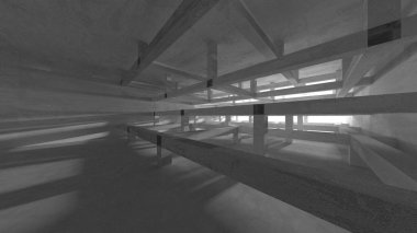 Soyut mimari iç plan. Boş beton oda. 3d hazırlayıcı