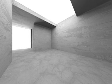 Soyut mimari iç plan. Boş beton oda. 3d hazırlayıcı