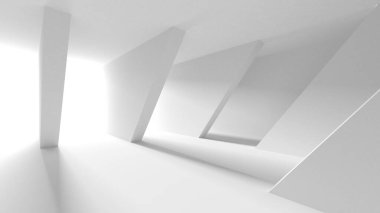 Aydınlatılmış koridor iç tasarımı. Boş Oda İç mimarisi. 3 Boyutlu Hazırlama