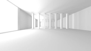 Soyut Beyaz Mimari Tasarım Konsepti. 3d Görüntüleme