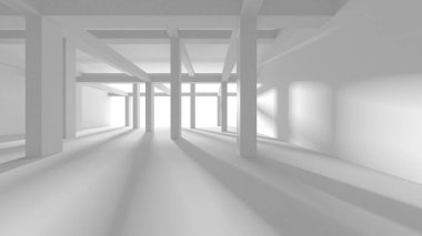 Soyut Beyaz Mimari Tasarım Konsepti. 3d Görüntüleme