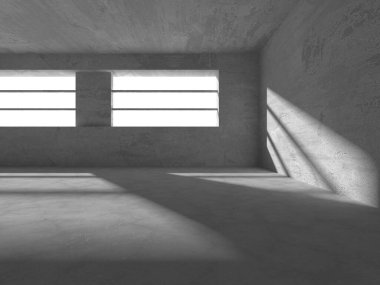 Dark Beton Duvar Mimarisi. Boş Oda. 3d Görüntüleme