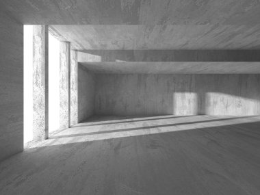 Dark Beton Duvar Mimarisi. Boş Oda. 3d Görüntüleme