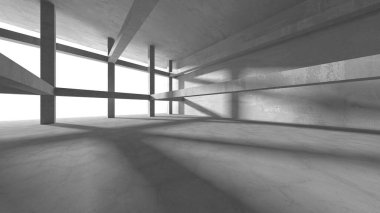 Dark Beton Duvar Mimarisi. Boş Oda. 3d Görüntüleme