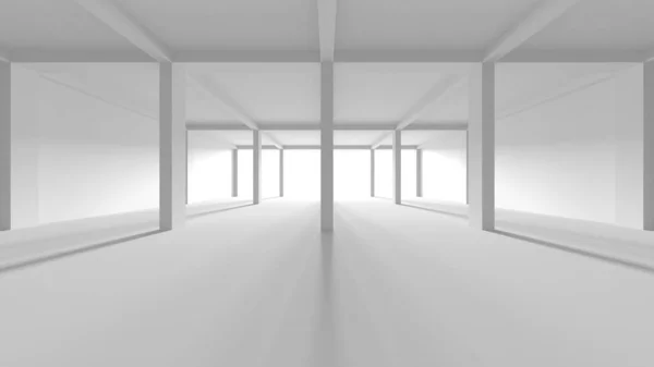 Illuminated Corridor Interior Design Empty Room Interior Background Render — Stock Photo, Image