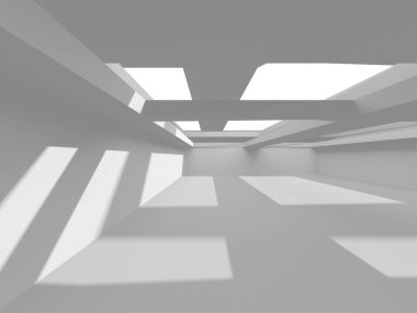 Beyaz Modern Arkaplan. Soyut Bina Konsepti. 3d Hazırlama