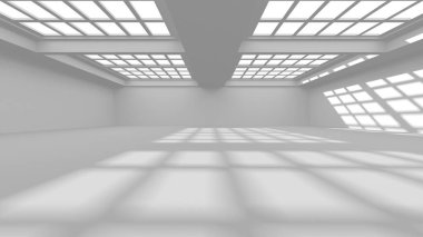 Beyaz Modern Arkaplan. Soyut Bina Konsepti. 3d Hazırlama