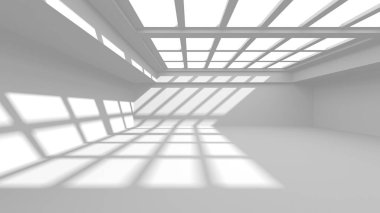 Beyaz Modern Arkaplan. Soyut Bina Konsepti. 3d Hazırlama