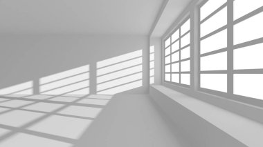 Beyaz Modern Arkaplan. Soyut Bina Konsepti. 3d Hazırlama