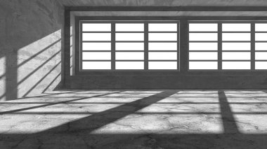 Soyut mimari iç plan. Boş beton oda. 3d hazırlayıcı