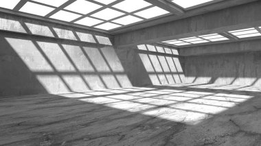 Soyut mimari arka plan. İçi boş beton döşeme. 3d hazırlayıcı