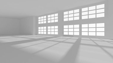 Aydınlatılmış koridor iç tasarımı. Boş Oda İç mimarisi. 3 Boyutlu Hazırlama