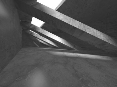 Soyut mimari iç plan. Boş beton oda. 3d hazırlayıcı