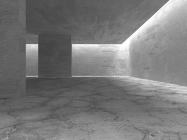 Soyut mimari iç plan. Boş beton oda. 3d hazırlayıcı