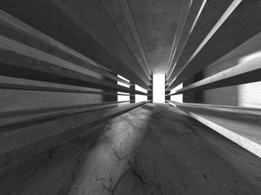 Soyut mimari iç plan. Boş beton oda. 3d hazırlayıcı