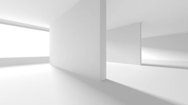 Beyaz Modern Arkaplan. Soyut Bina Konsepti. 3d Hazırlama