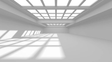 Soyut Beyaz Mimari Tasarım Konsepti. 3d Görüntüleme