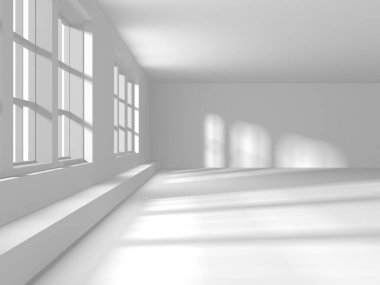 Soyut Beyaz Mimari Tasarım Konsepti. 3d Görüntüleme